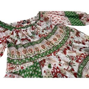 Zara XS Peasant Blouse Gauzy Shirt Paisley Boho Artsy Chic